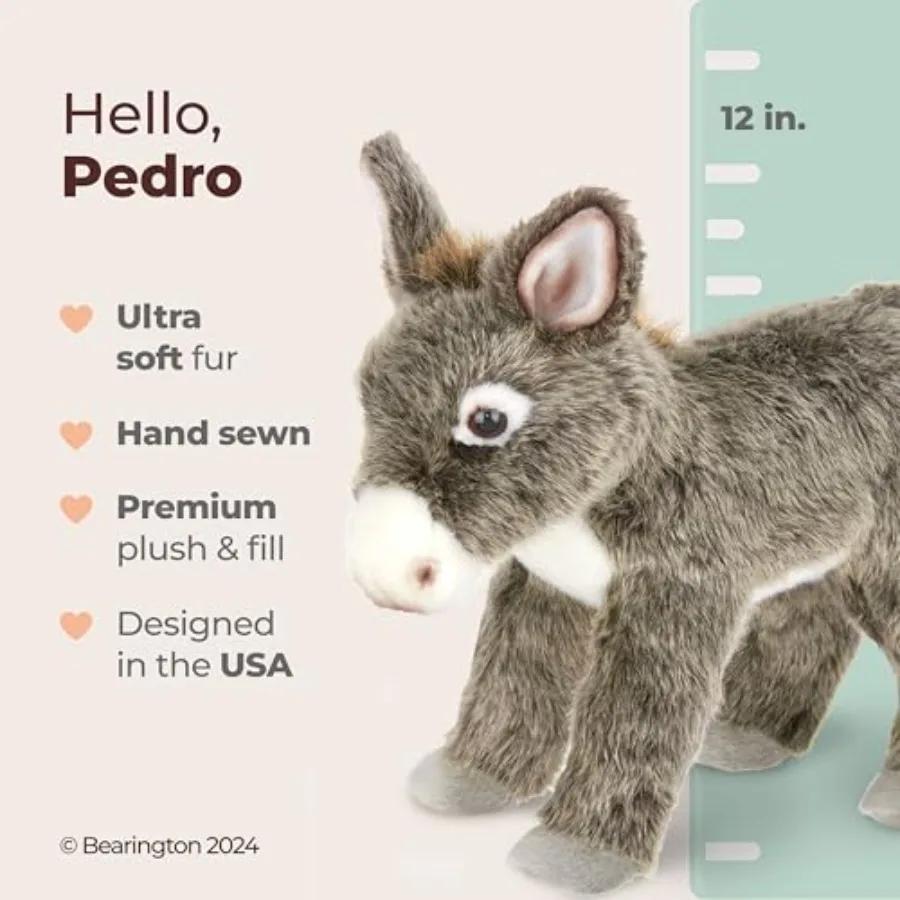12 Huggable Infant Donkey Plush Toy Featuring Gentle Fur Lifelike Details Plus Weighted Body - Cute Mule Stuffed Animal Present Designed for Plus