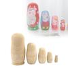 Diy 5pcs Unpainted Blank Wooden Embryos Russian Nesting Dolls Toy Matryoshka