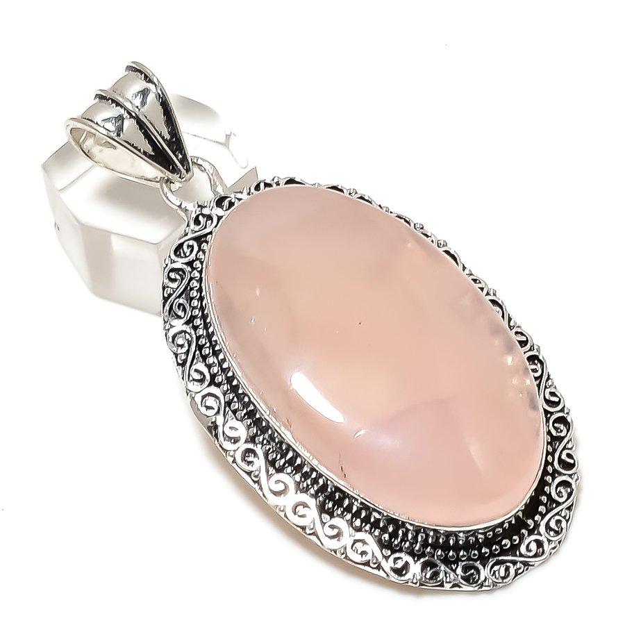 

Natural Rose Quartz Gemstone 925 Sterling Silver Jewelry Pendant 2.68 l8b27