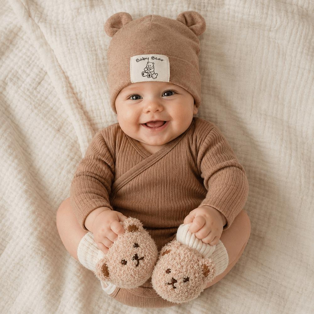 2Pcs/Set Warm Baby Hat Socks Set Soft Infant Cap Socks Cute Baby Turban Socks Autumn Winter