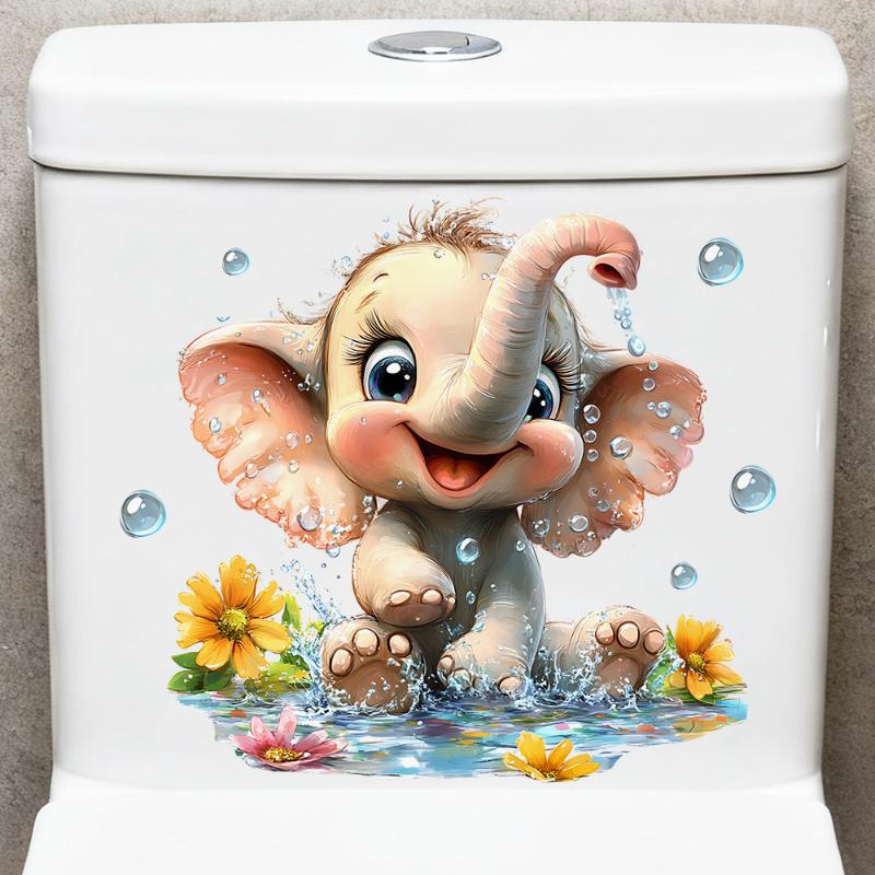 1/3 Stück niedlicher Elefanten-, Enten- und Schildkröten-Toilettenaufkleber, der im Dunkeln leuchtet, Badezimmer-Toilettendeckeldekoration, Wanddekoration, Aufkleber