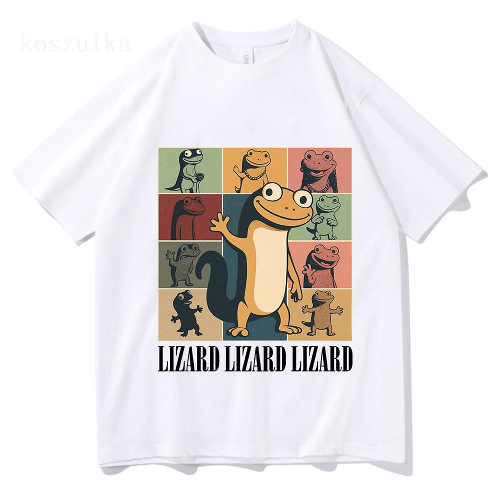 Modă Șopârlă Meme Desen Animat Grafic Tricou Mânecă Scurtă Bumbac Gât Rotund Tricouri Casual Amuzant Imprimare Tricouri Casual Bărbați