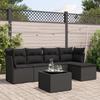 Vidaxl 6-Cz. Garden Furniture Set With Cushions, Black Poly Rattan