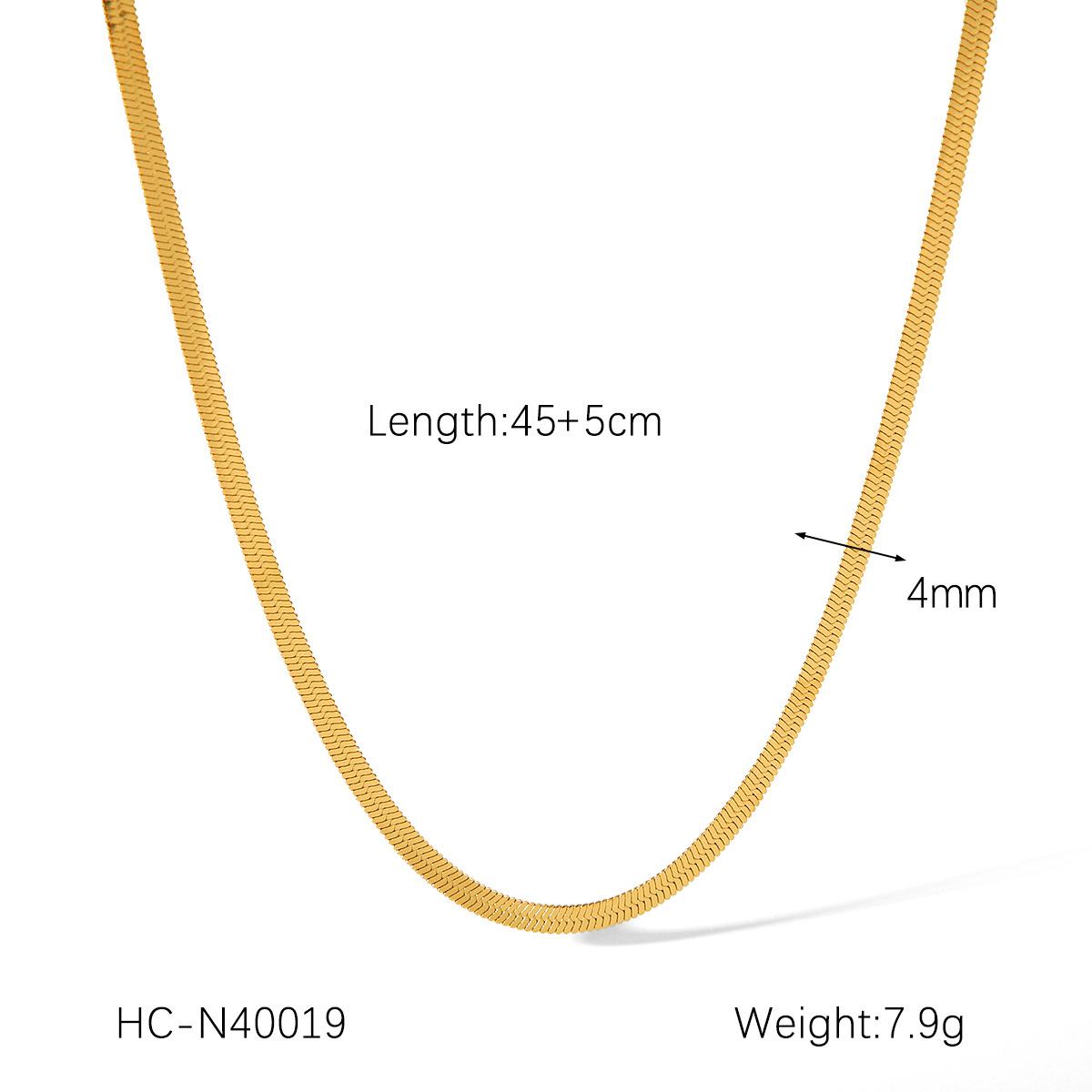 Stainless steel snake chain necklace, fashionable versatile non-fading titanium steel blade chain necklace for women