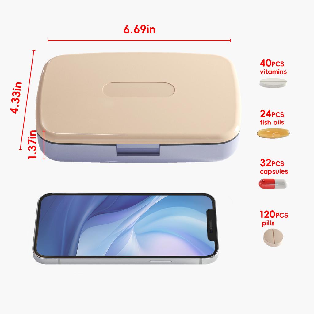 Magnetic Pill Organizer with 9 compartments - Adjustable and Waterproof Daily Suitcase for Travel Home and Office