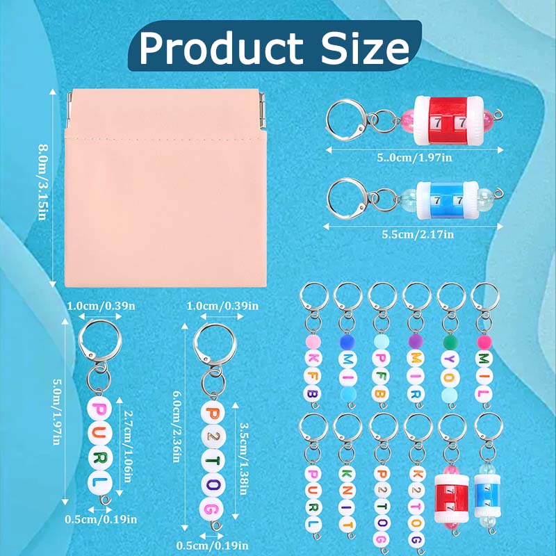 WTEMPO Chaveiro Marcadores de Ponto de Travamento com Contas Coloridas para Tricô, Quilting, Crochê Presente Perfeito para a Vovó ou para a Mamãe Suprimentos de Costura com Uma Bolsa