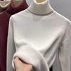 Womens Warm Knit Turtleneck Sweater With Fleece Lining Slim Fit Long Sleeve Top Winter