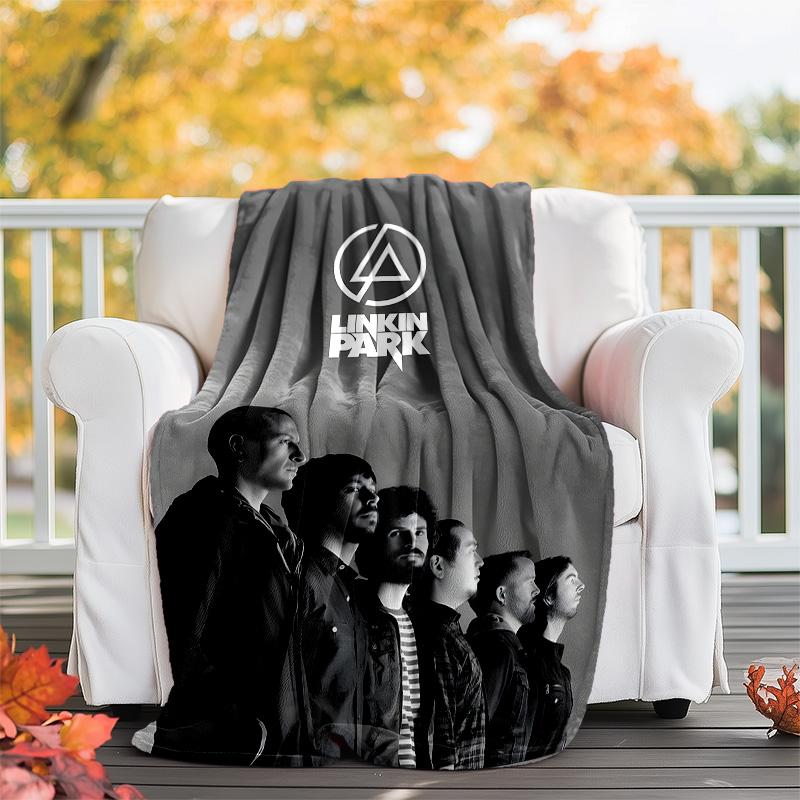 1pc Linkin Park1 Theme Blanket - Digital Print, Polyester, Cozy for All Seasons, Perfect for Outdoor, Camping, and Travel