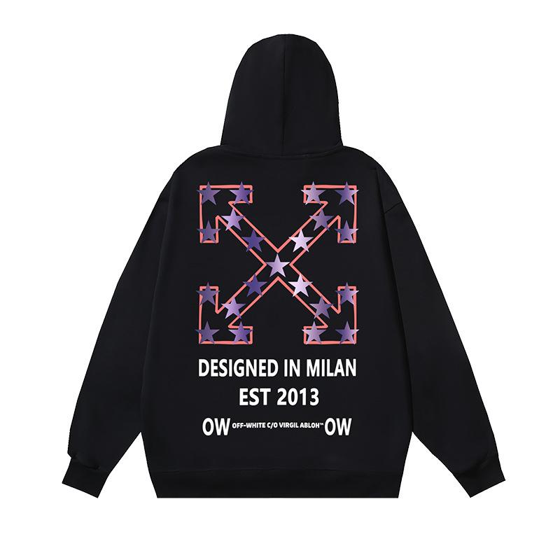1230 Off-White 2025 Autumn/Winter New OW Star Letter Arrow Pattern Hoodie for Men and Women