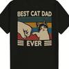 Men's "Best Cat Dad Ever" T-Shirt with Fist Bump Cat Print, Vintage Retro Colorful Casual Tee