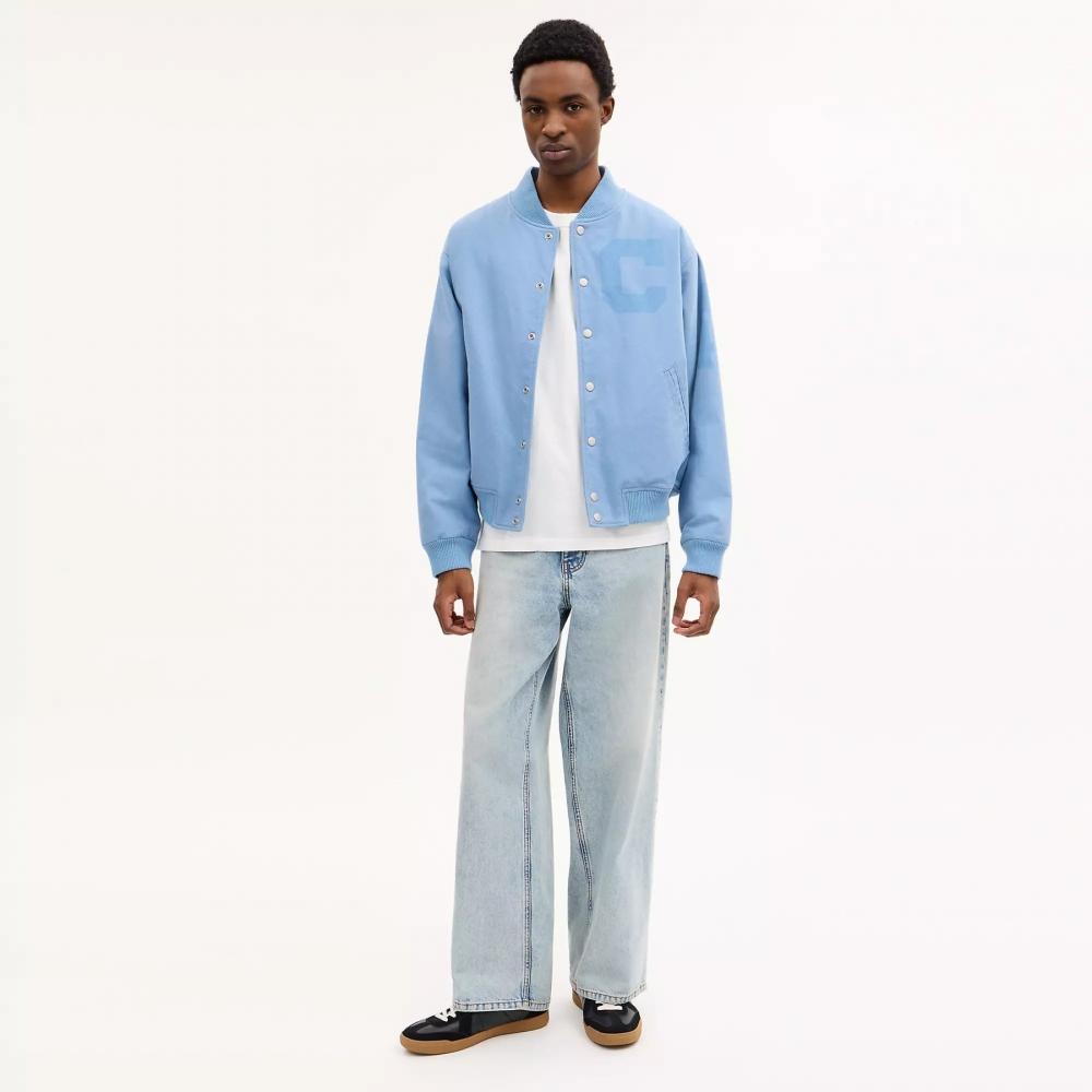 Coach Canvas Varsity Jacket Light Grey