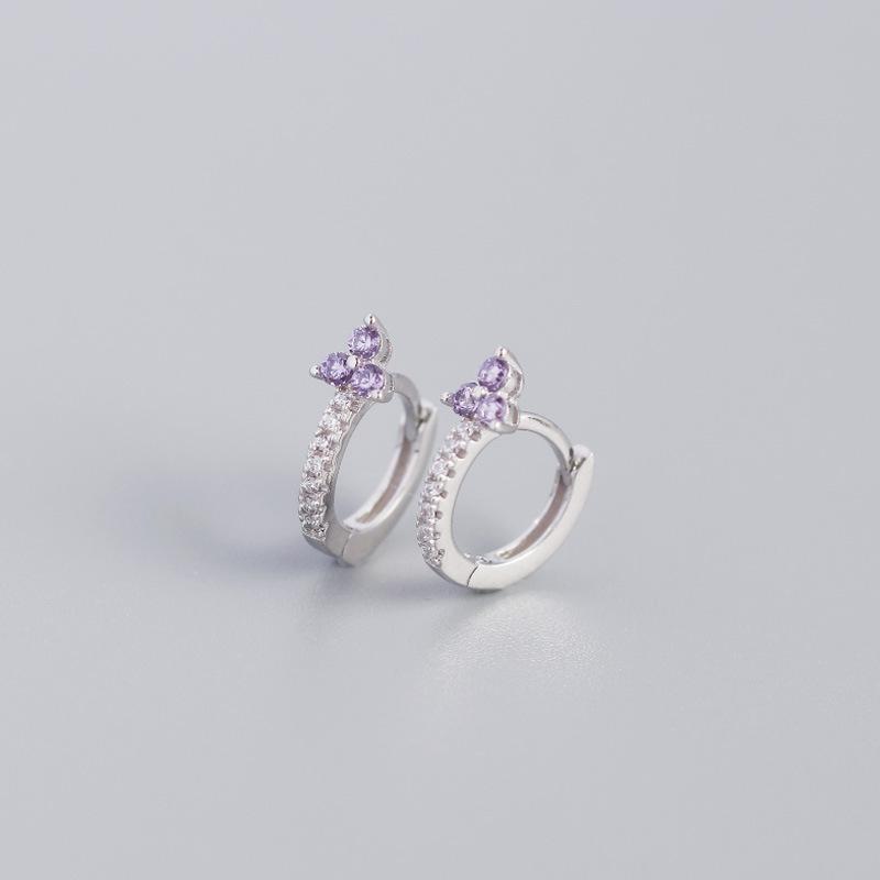 Fashion Jewelry Clover Luxury Zircon Earrings 925 Sterling Silver Earrings 18K Gold Plated Huggie Hoop Earring for Women