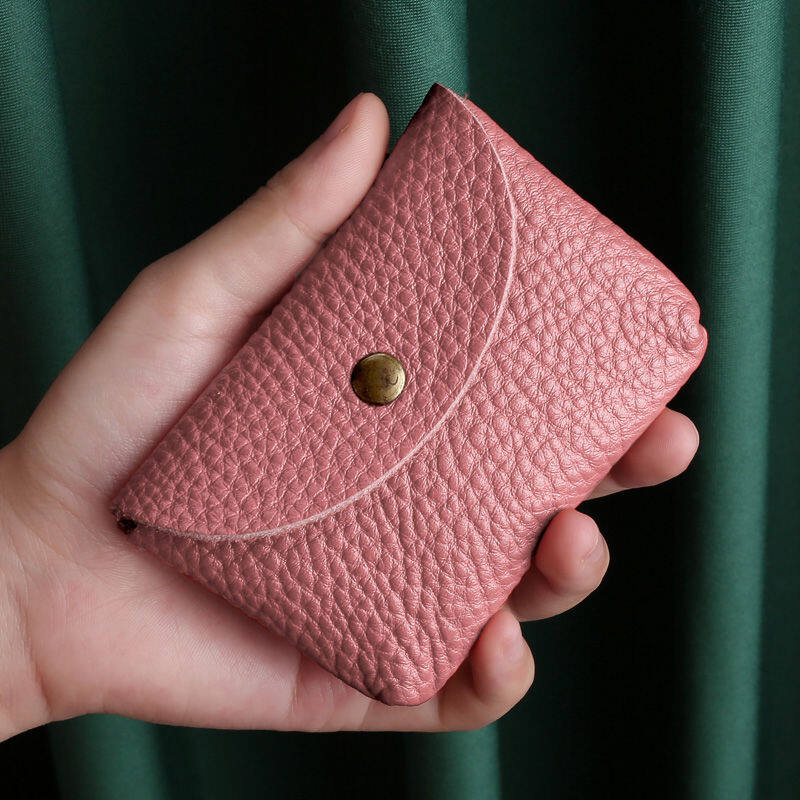 

Высококачественный держатель для кредитных карт, минималистичный мягкий чехол из натуральной коровьей кожи, дорожные сумки для мелочи, карт, ключей, монет, для женщин и мужчин розовый