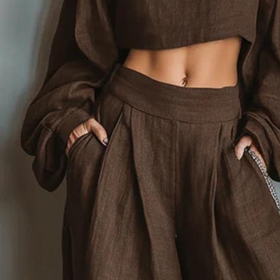 Two Piece Sets for Women Long Sleeve Off Shoulder Crop Top Wide Leg Pants Set Summer Vacation Going Out Outfits