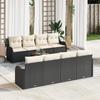 9-piece Garden Sofa with Cushions Black Poly Rattan Acacia, 2-seater Garden Sofa with Cushions Black Poly Rattan 3347425