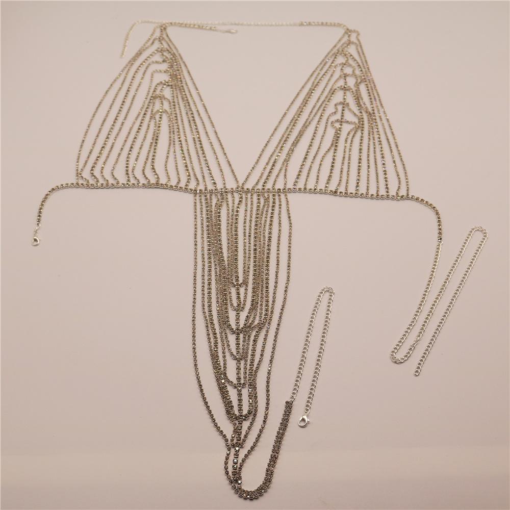 New Fashion Rhinestone Multi-Layer Fringed Onesie Exaggerated Luxury Body Chain Luxury Bra Chain