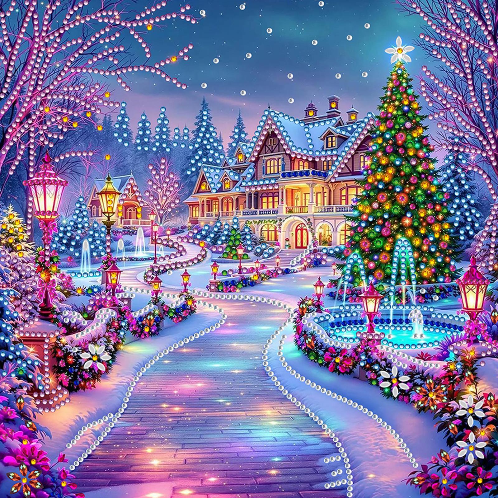 

Christmas House 5D DIY Diamond Art Painting Kits for Home Office Wall Decor Diamond Art Kits Diamond Dots Gem Art 11.81x11.81in