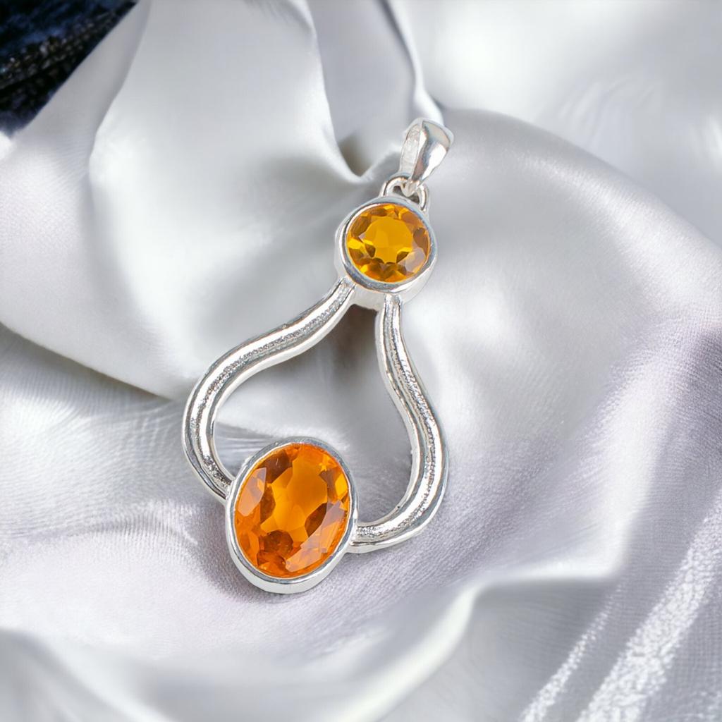 925 Sterling Silver Multi Gemstone Fashionable Jewelry Pendant 1.51" For Gift CP-4