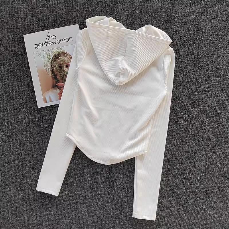 Abrigo de Fitness para Mujer Cárdigan con Capucha Ajustado Secado Rápido Chaqueta Deportiva Camiseta de Entrenamiento para Correr Ropa de Yoga Manga Larga Chaqueta Deportiva