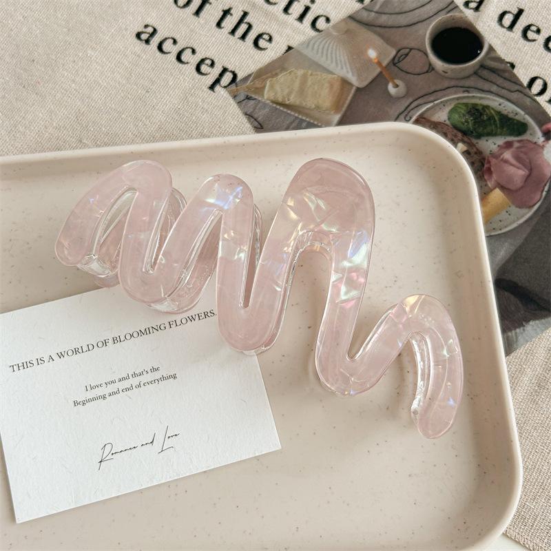 1pc Elegant Simple Wavy Claw Clip Shark Clip Imitation Acetate Hair Accessory New Mermaid Princess Clip
