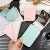 1PC Mini Folding Makeup Mirror Solid Color PU Leather Simple Portable Handheld Desktop Makeup Mirror High Definition Vanity Tool