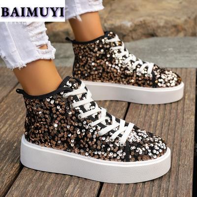 Platform Flats Bling Women Casual Sneakers Sport Shoes Winter Brand 2025 New Outside Travel Running Shoes Hiking Mujer Zapatos
