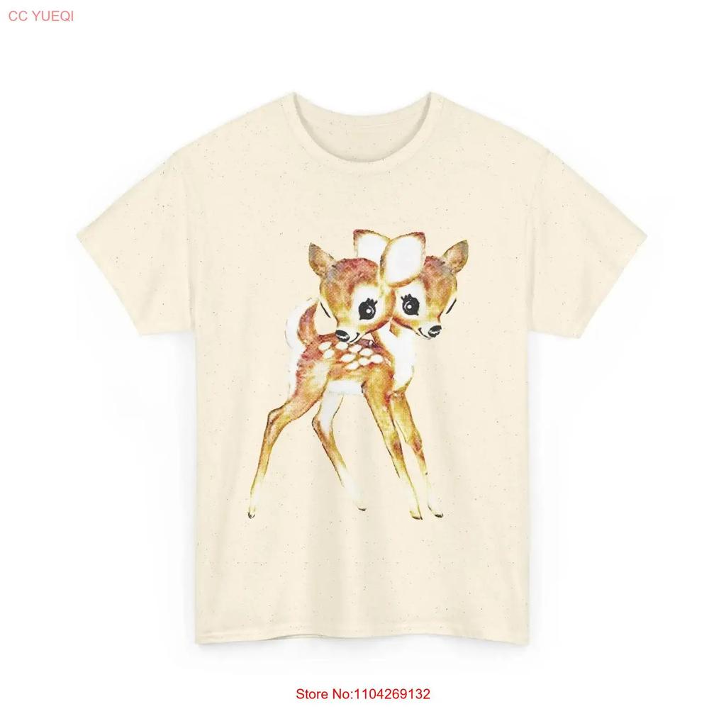 Vintage Cute Baby Deer Double Headed T Shirt Vintage Breathable Stylish Homme Slightly Graphic Streetwear