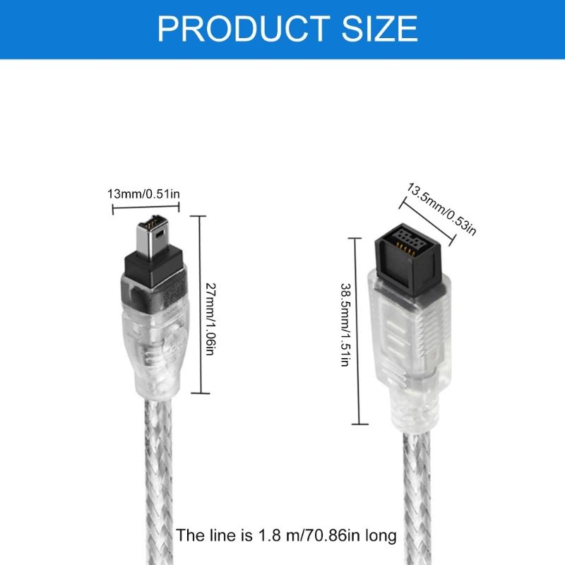 IEEE 1394 Firewire 800 to Firewire 400 Cable 9Pin Male to 4Pin Male Data Connector For Cameras Industrial Equipment