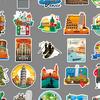 Stationery for Travel Enthusiasts 50PCS Themed Stickers, Retro European Style Waterproof PVC Vintage City Architecture Stickers Decals, Non