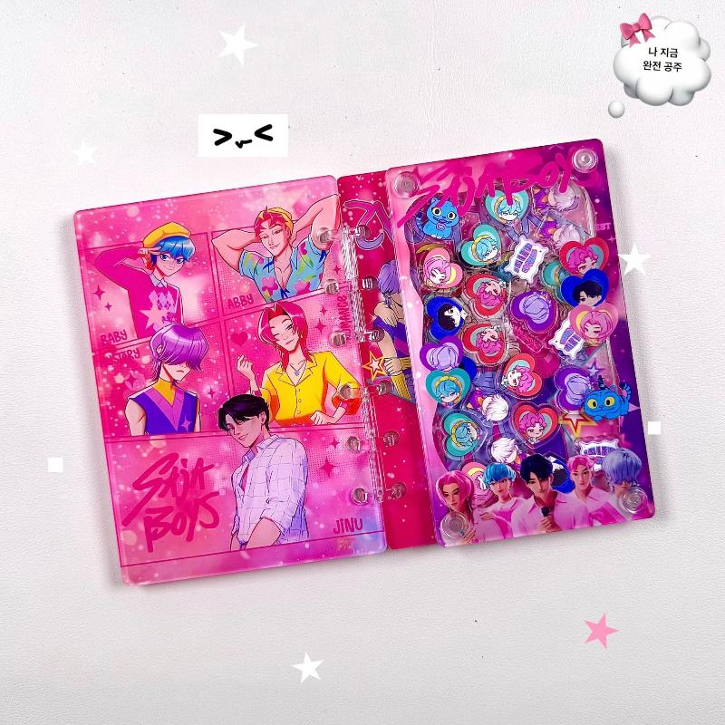 Kpop Demon Hunters Acrylic Binder Handbook A7 Notebook Cute Cartoon Anime Student School Stationery Cartoon Office Supplies Gift