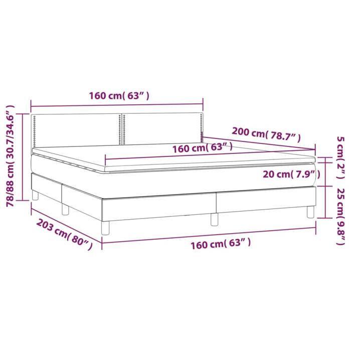 VidaXL Bed Slatted Base with Mattress and LEDs, Upholstered Bed, Double Bed, Adult Bed for Interior Bedroom, 3134355