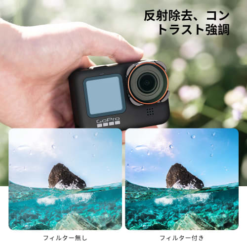 K&F Concept CPL Filter for GoPro Hero 12/Hero 11/Hero 10/Hero 9 Black AGC Optical Glass Contrast Enhancement Reflection Removal 28-layer Nano Coating