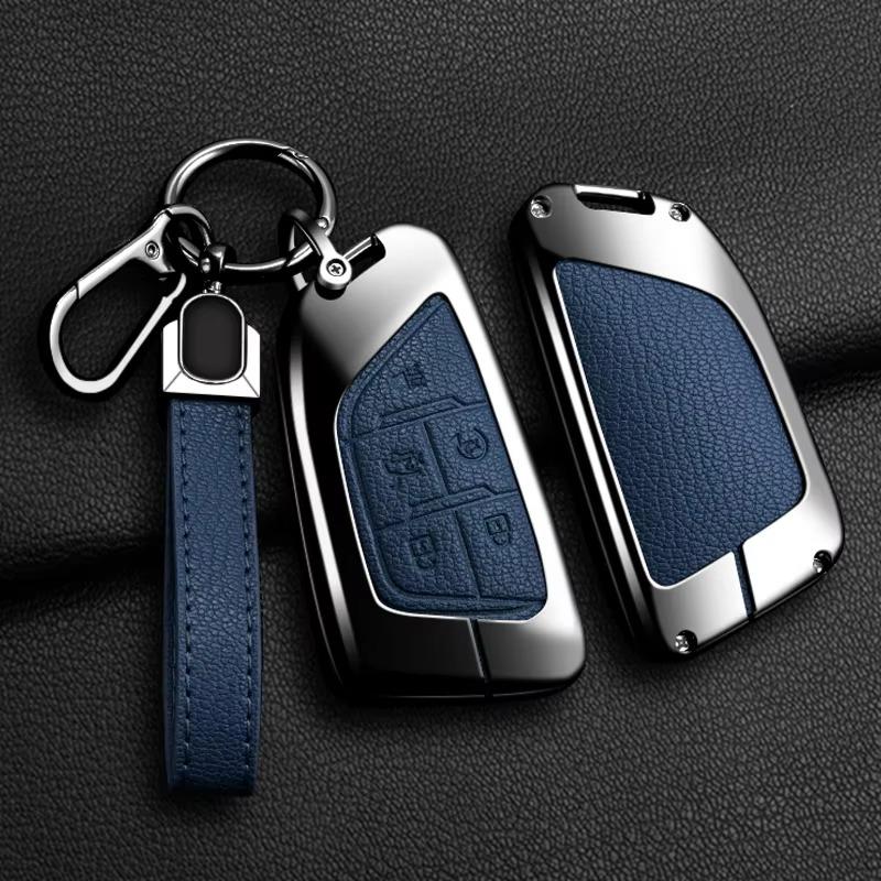 Schlüsselanhänger Abdeckung Hülle Für Cadillac Für GMC Sierra Yukon 2023 2024 Für Chevrolet Silverado 1500 Suburban Tahoe Legierung Leder Schlüsselanhänger