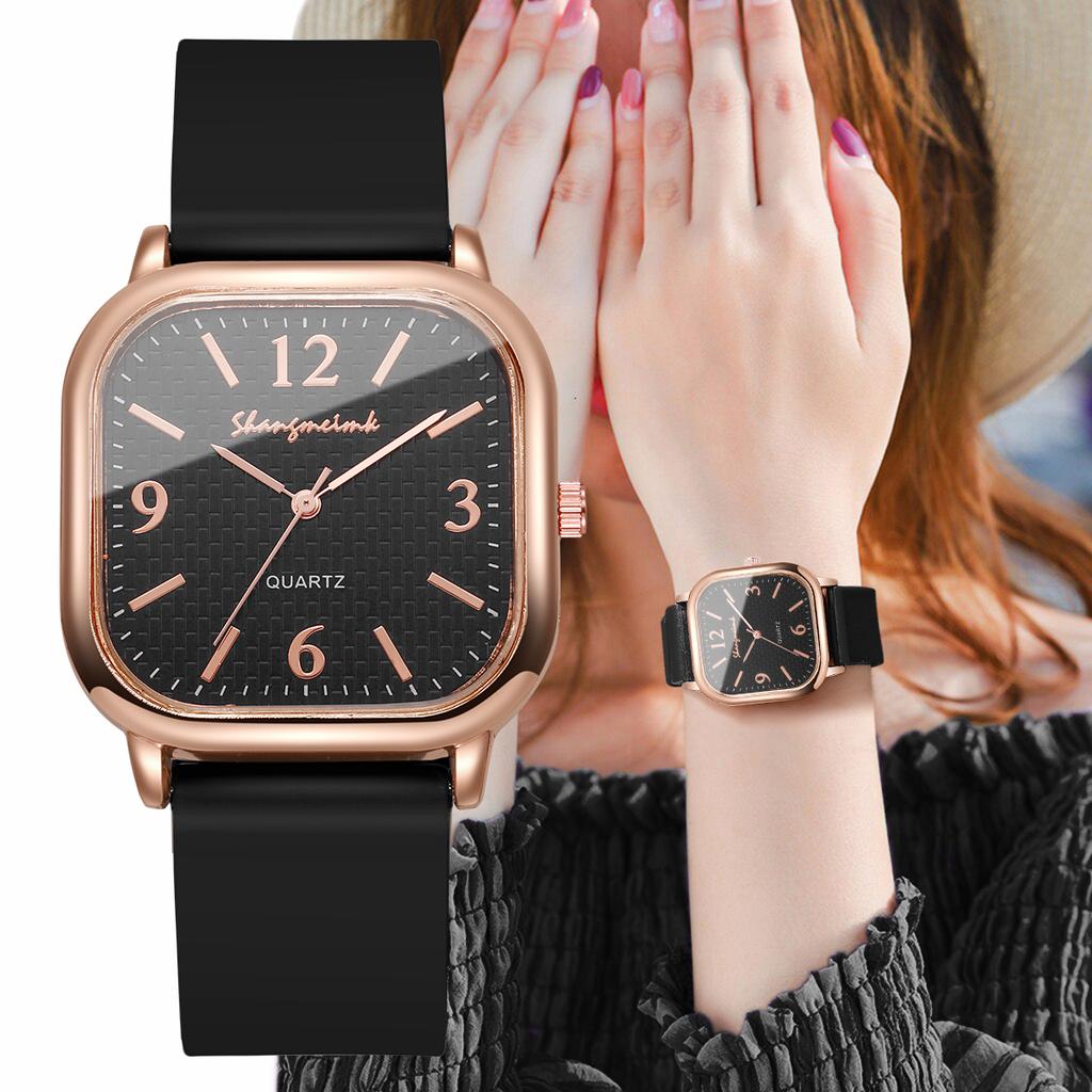 Women Fashion Square Quartz Watch Ladies Silicone Strap Analog Wristwatches Reloj Mujer Girls Clock Gift
