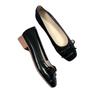 Shallow flat-soled single shoes women's 2025 autumn new bow French ballet shoes thick heel soft sole gentle evening shoes