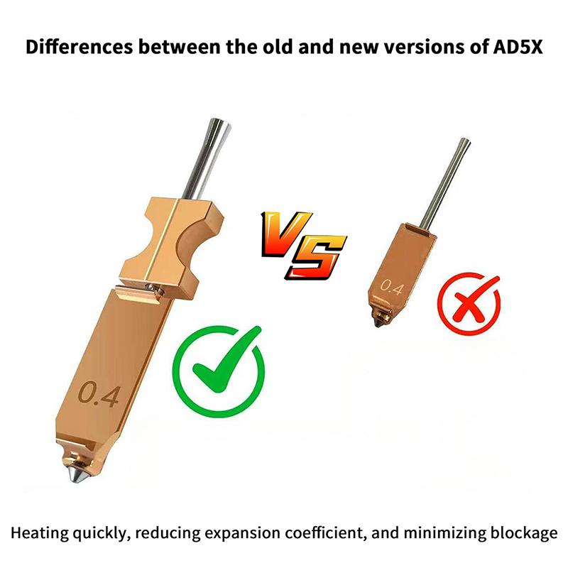 For Flashforge Ad5X Nozzle Upgrade Detachable 0.25 0.4 0.6 0.8Mm For Flashforge Ad5X Hotend Extruder Quick Release Heater Block