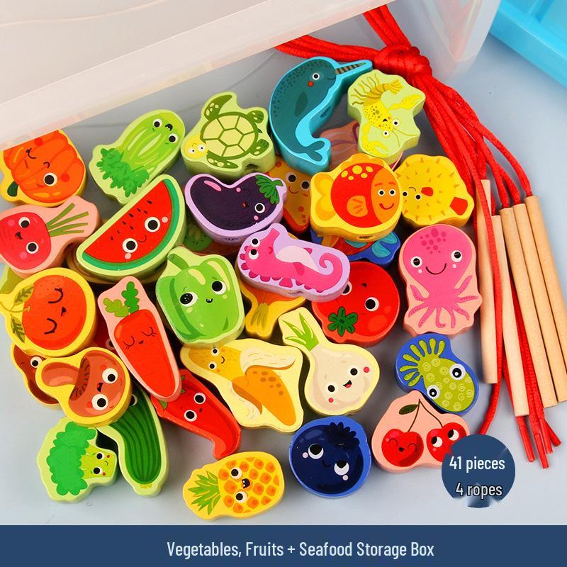 Wooden Bead Stringing Toy for Children's Educational Development