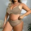Dame Plus Size BH og Trusse Sæt Ensfarvet Simpel Komfort Undertøjssæt Bügel BH Skål C D E F 38-48