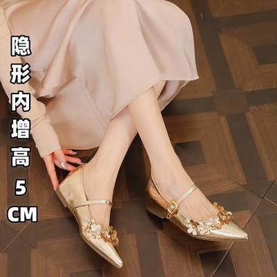 Retro-Design Blume Mary Jane Schuhe für Damen 2025 Frühling Neuer Stil Sanfte Abendbrise Spitz Innenhöhe Einzelne Schuhe