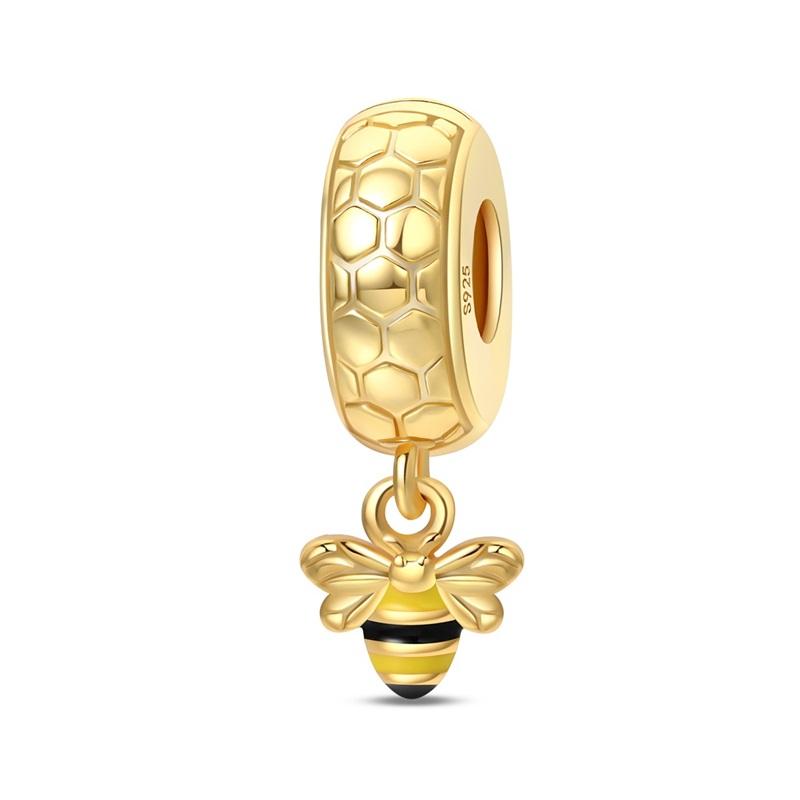 Original 925 Silver Gold DIY Charms Beads with Zirconium Sun Leopard Pendants for Bracelet Jewelry Making