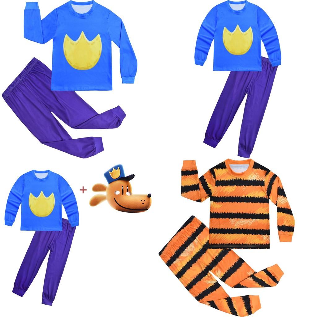 Dog Man Petey The Cat Kids Long Sleeve Pajama Set With Soft Fabric For Spring Children