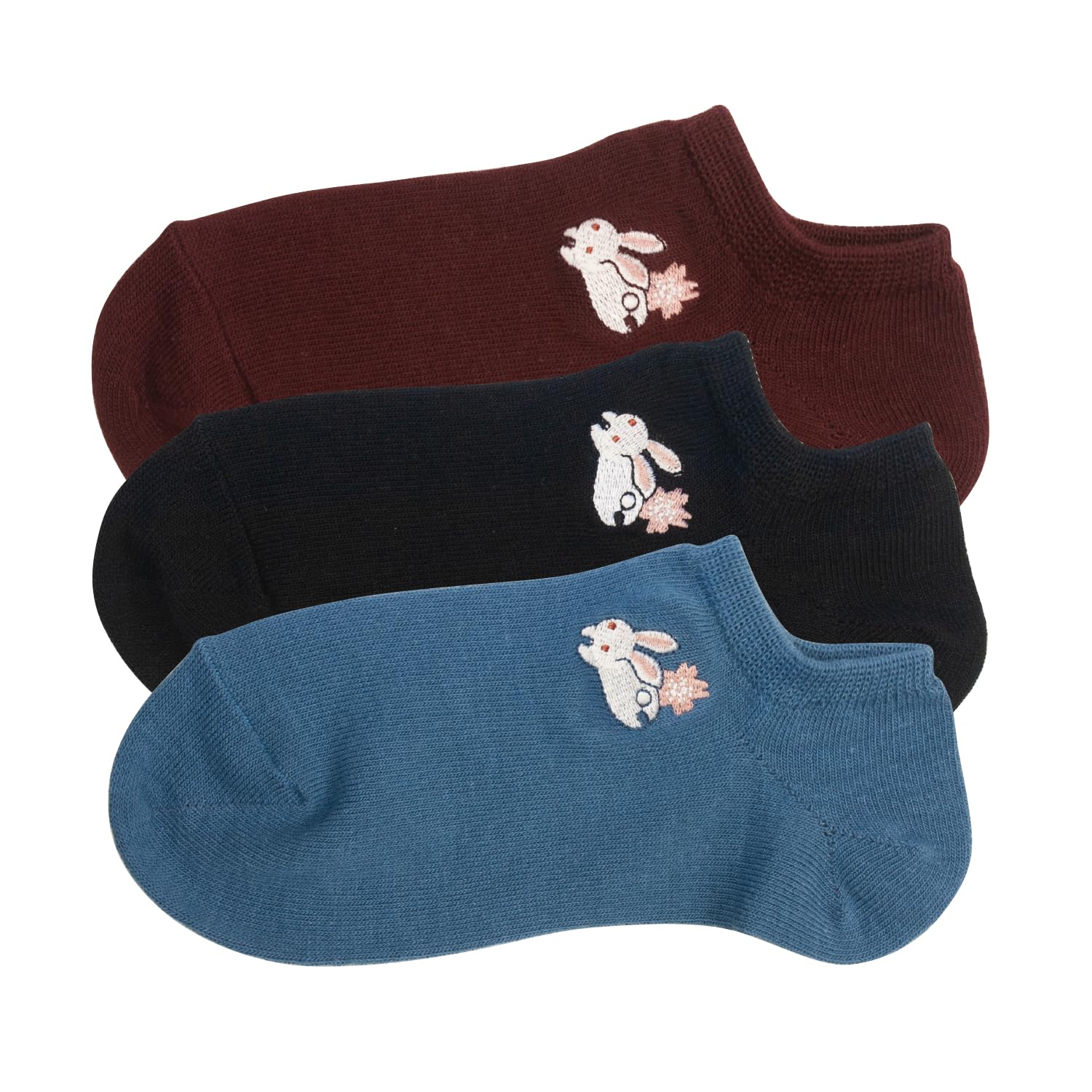 

Maeda Senko Wabunbiyori Embroidered Socks Rabbit Fairy Cherry Blossom Pattern and 3-Piece (Women s) (3-Color Set Blue, Black, Burgundy) Sizes
