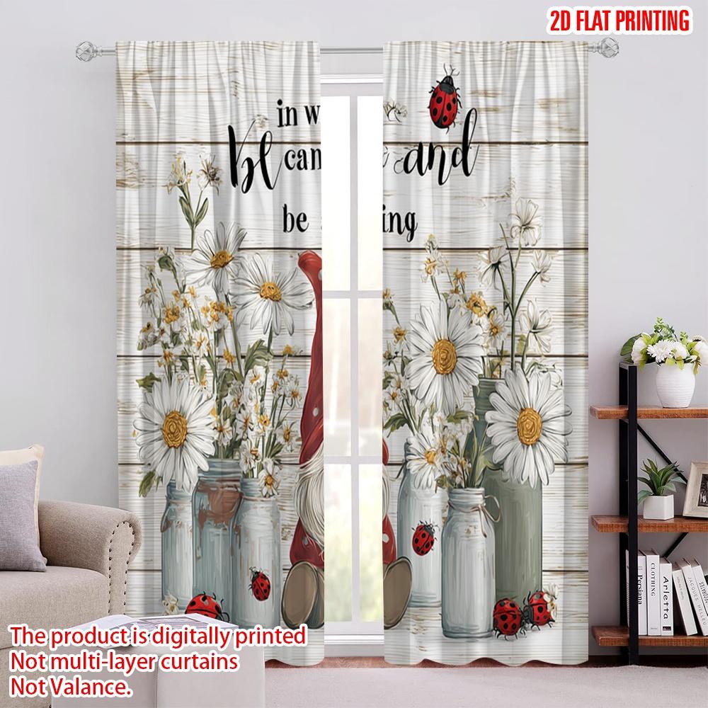 

2pcs,2D plane printing Curtain Popular Christmas Santa Dwarf 100% Polyester (without rod) Art Deco Festive Perfect for Living 52.50 × 116.00 cm 2 pcs