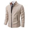 Men's Autumn/Winter Stand-Up Collar Zipper Cardigan Jacket with Velvet Knit
