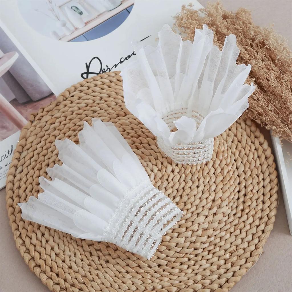 Perfect Match Women Lace Floral Mesh Horn Cuffs Ruffled Detachable Fake Sleeves Shirt Sweater Fake Sleeves Wrist Warmer Accessories