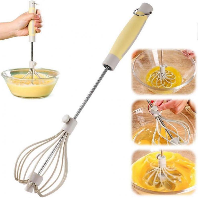 Stainless Steel Semi-Automatic Egg Beater Adjustable Small Household Manual Rotary Egg Whipping Whisk