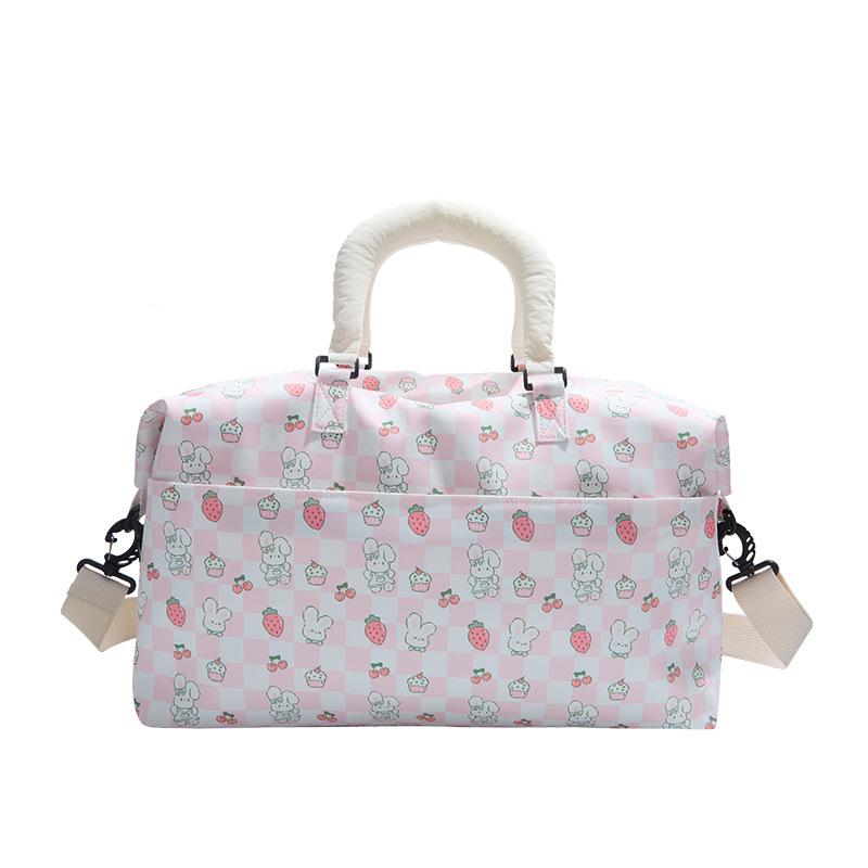 Cute cartoon travel bag commuter large capacity shoulder fashion messenger bag waterproof hanging rod fitness bag