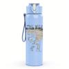 1PC Faint band crowd sketch print 750ml colorful plastic sports water bottle leakproof pop up lid with straw for outdoor work home use