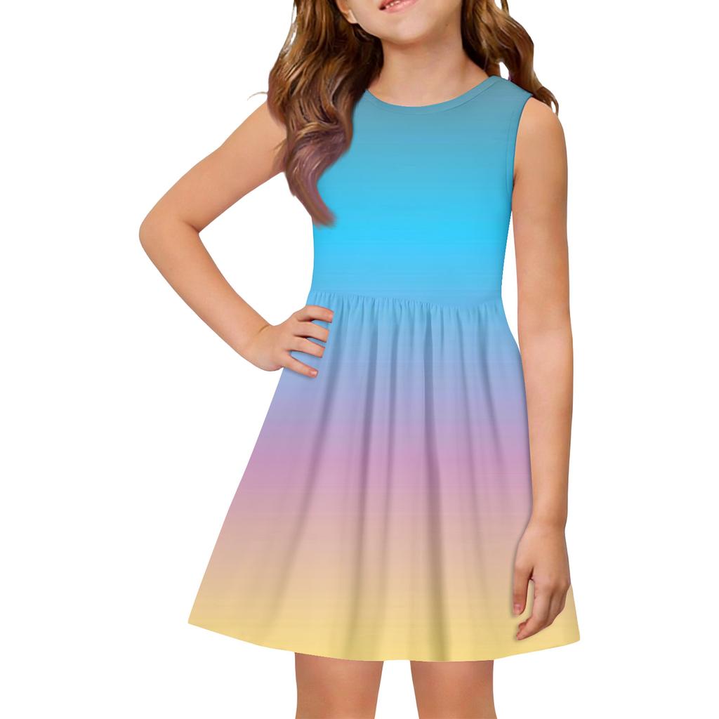 Sommer-Prinzessinnenkleid für Mädchen - A-Linien-Weste mit eingesetztem Rock