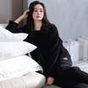 Pajamas Women'S Winter Half Fleece Set Black Autumn And Winter Fleece Thickened Coral Fleece Loungewear